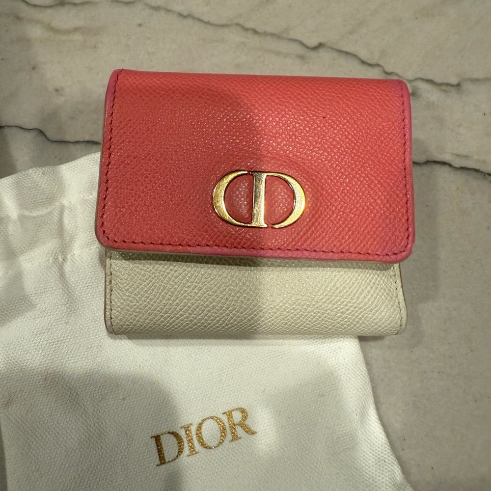 Christian Dior Lotus Wallet Tri-fold Pink and Cream FULL INCLUSION - Picture 5 of 16